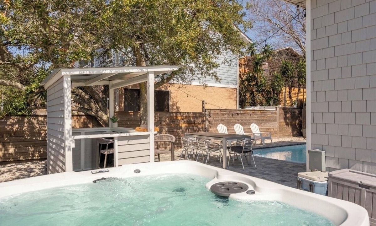 Vilano Beach House | Luxury heated pool & spa home, pool bar, steps to the beach & two master suites!