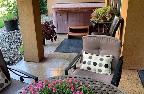 Osoyoos House | Mountain view, beautiful walk out suite overlooking a park and creek. 3bedrooms.
