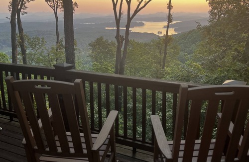 Blue Ridge Cabin | Year-Round Panoramic View: Lake BR & Layered Mtns from cabin, hot tub, decks