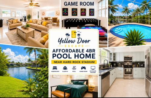 4bdrm Waterfront salt water Pool home with Outdoor theater Game Rm Make up vanities in every room Perfect for Game days and concerts trips to Miami Hard rock stadium and hotel 15 mins away