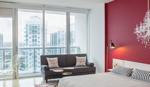 Crimson Chic Suite | Relax in Brickell Oasis