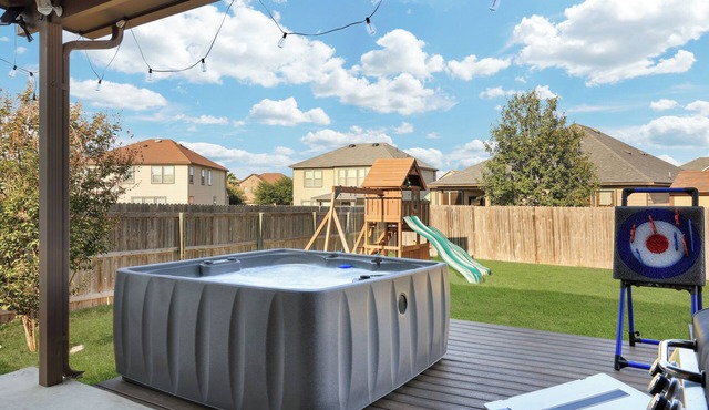 Hot Tub Retreat | Games BBQ Air Hockey Swing Set