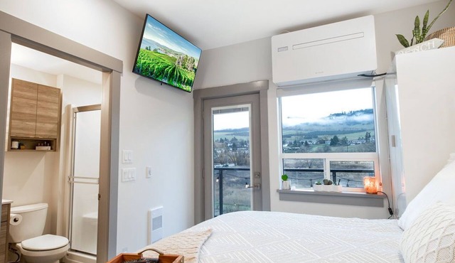 Lake Okanagan beach condo w/private buoy, AC, heated outdoor pool, patio, SUPs