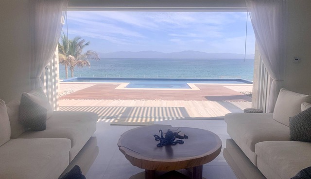 Modern beachfront house with pool