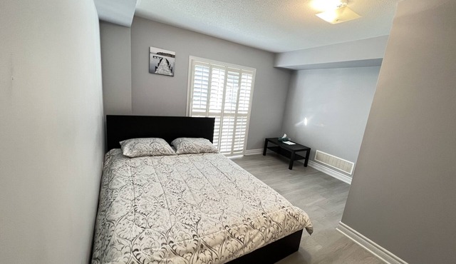 One bedroom ensuite toilet on main level & kitchen, living, bathroom lower level