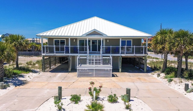 Tranquil covered deck with Gulf views, private pool and easy beach access.