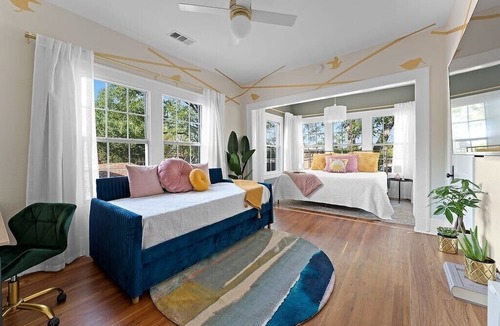 Kessler Apartment | Artsy urban retreat steps from Bishop Arts. Thoughtfully designed with creative touches, a dreamy coffee station, and a king bed you won't want to leave. Gated parking and a responsive host. Repeat guests say it's even more beautiful in person.
