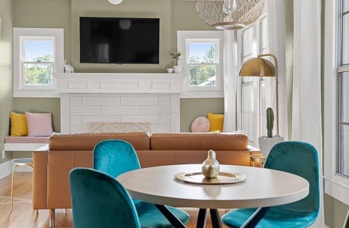 Kessler Apartment | Artsy urban retreat steps from Bishop Arts. Thoughtfully designed with creative touches, a dreamy coffee station, and a king bed you won't want to leave. Gated parking and a responsive host. Repeat guests say it's even more beautiful in person.